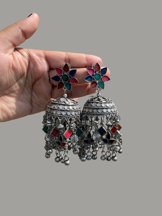 Multicolour ghungru jhumka