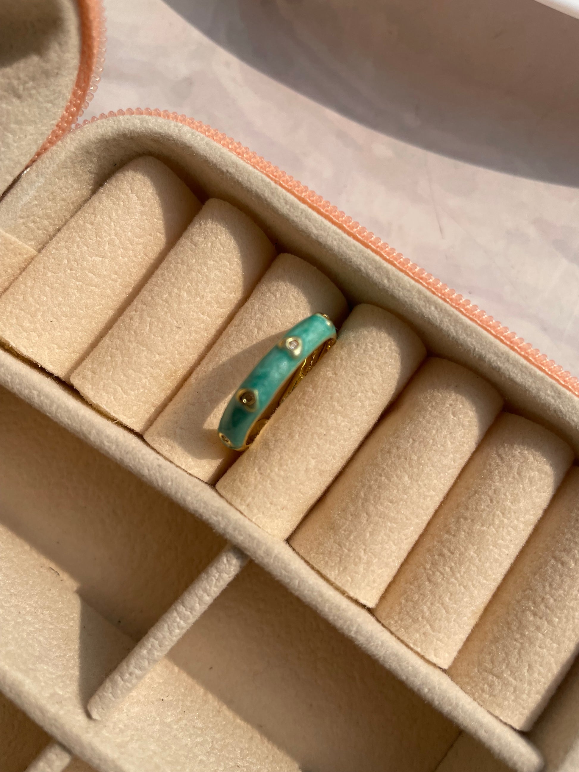 Adjustable enamel crystal anti tarnished ring jewellerylovers