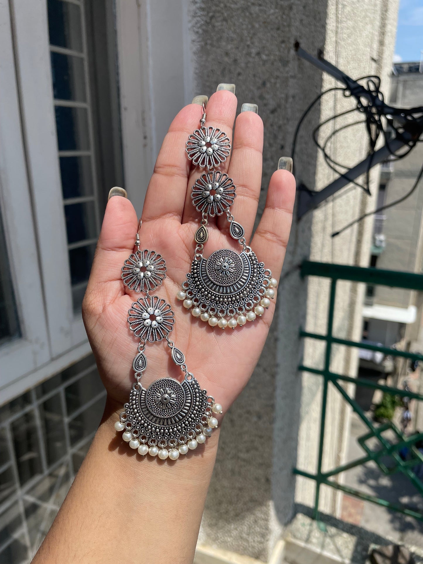 Dual layer oxidised earrings jewellerylovers