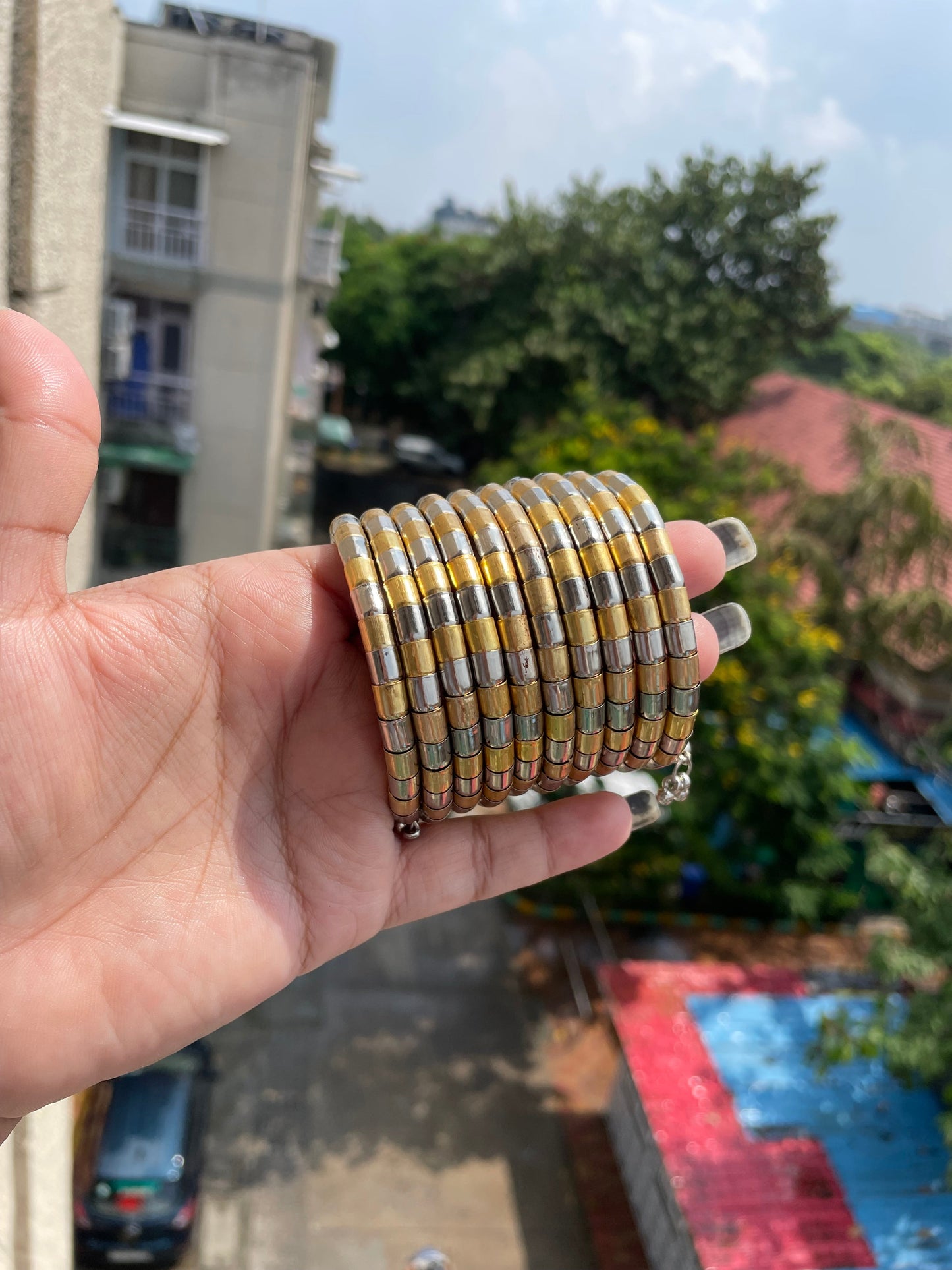 dual tone spiral bangle jewellerylovers