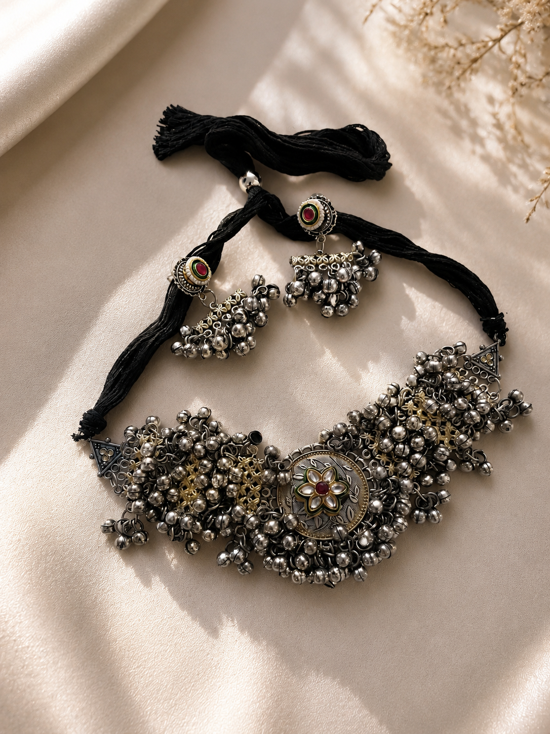 Ghungroo dual tone choker necklace jewellerylovers