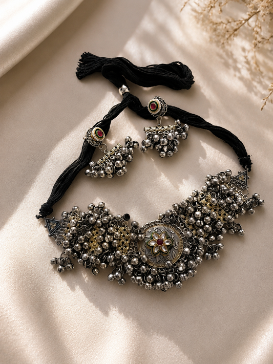 Ghungroo dual tone choker necklace jewellerylovers