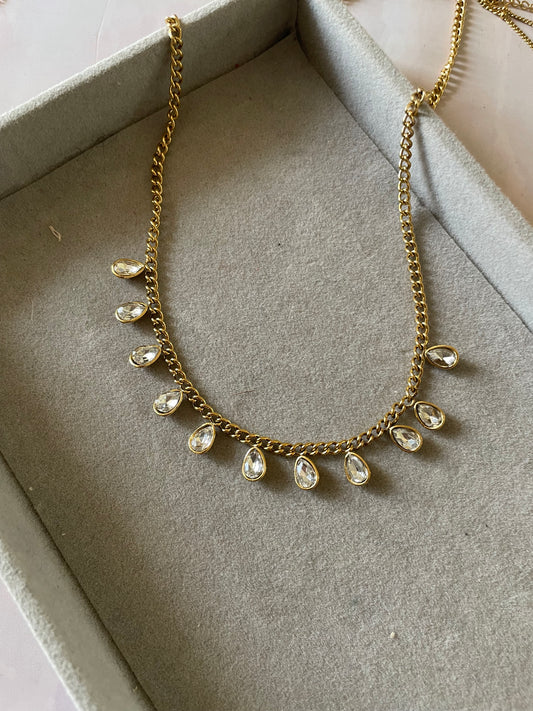 Clear stone necklace choker