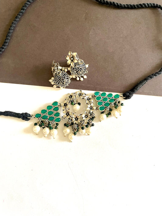 Shop beaded choker set with jhumki at Jewellery Lovers. Anti-tarnish, trendy & perfect for daily or festive wear. Free shipping available. jewellerylovers
