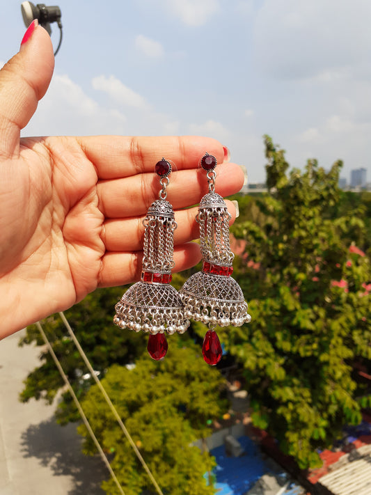 Silver matka earrings