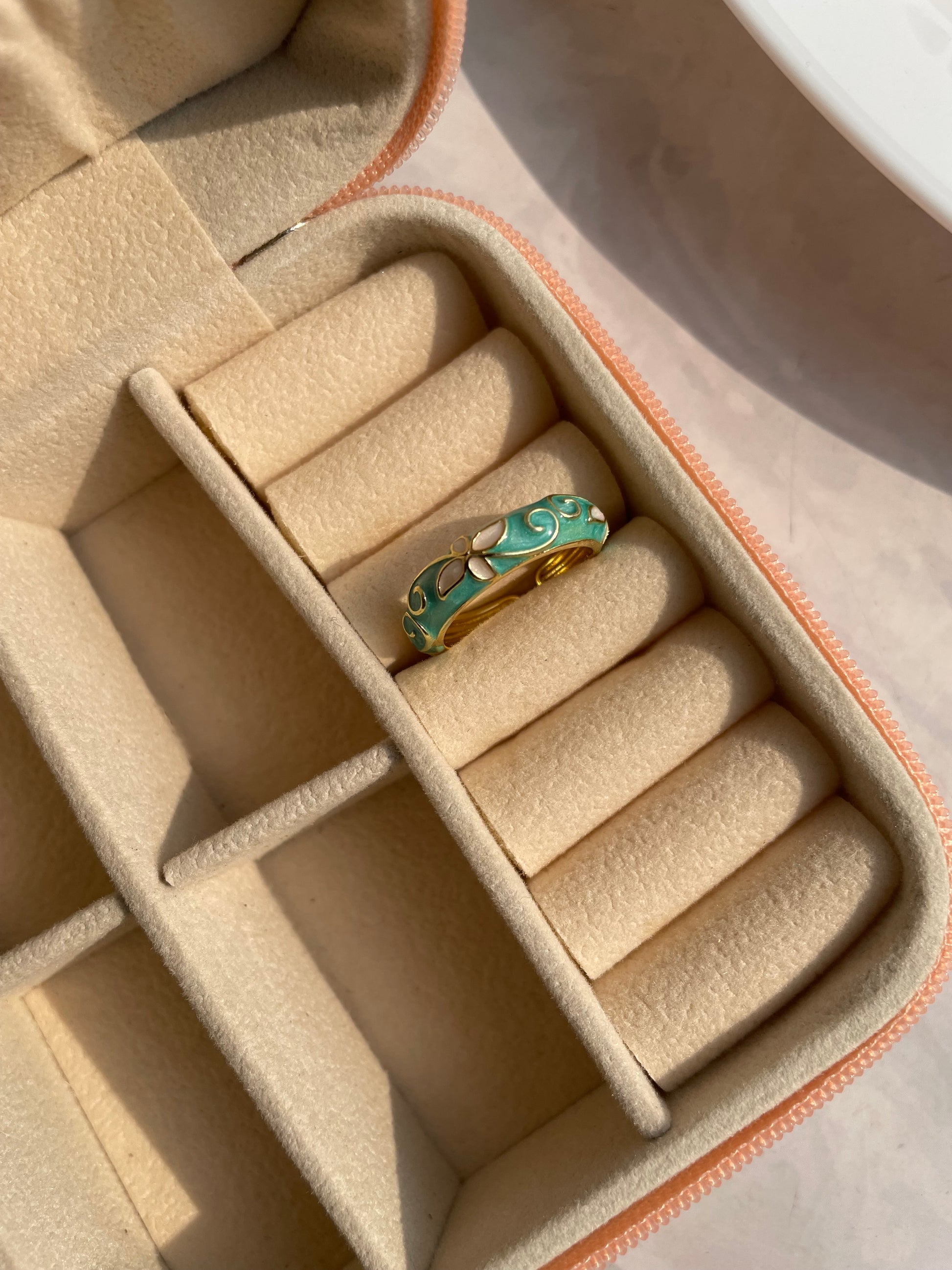 Adjustable enamel crystal anti tarnished ring jewellerylovers