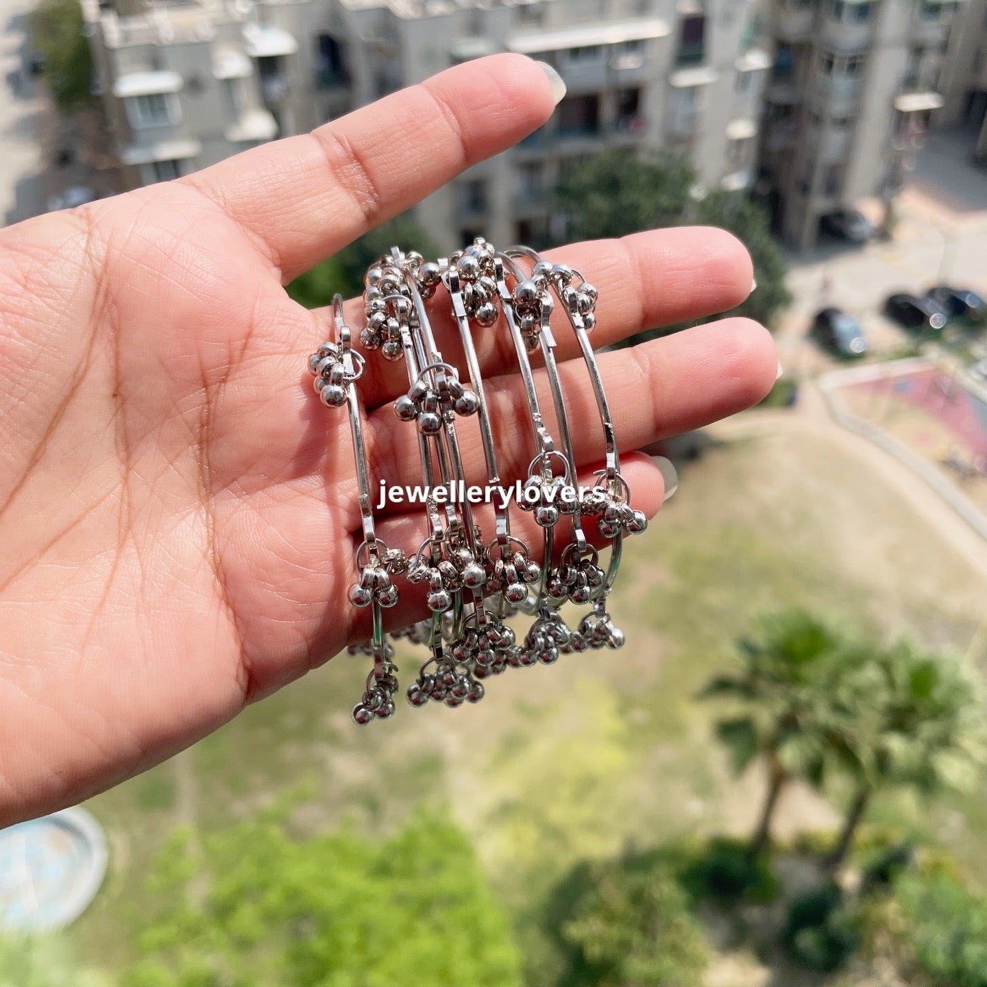 No noise kashmiri silver ghungroo bangles (set of 8 bangles) jewellerylovers