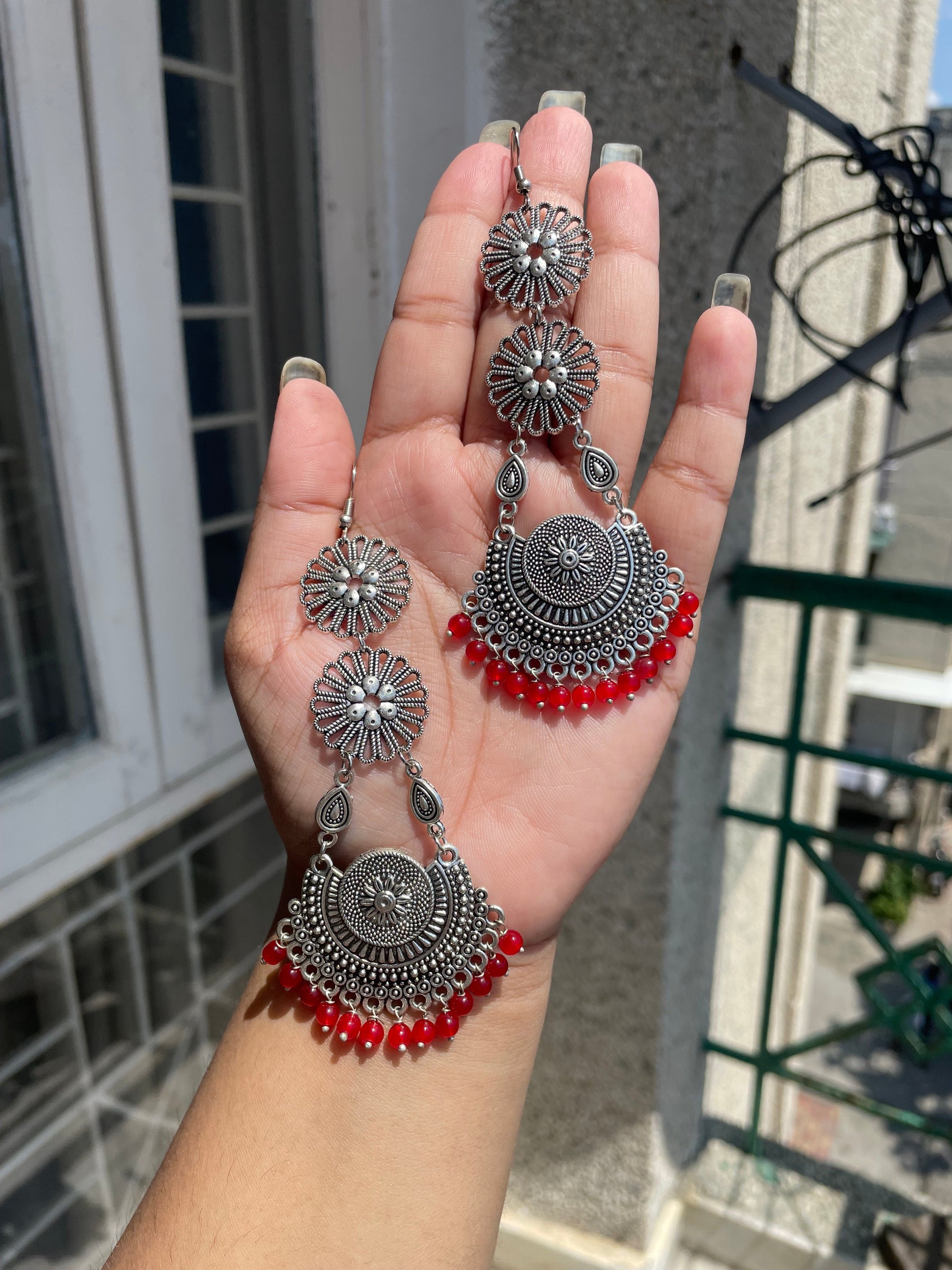 Dual layer oxidised earrings jewellerylovers