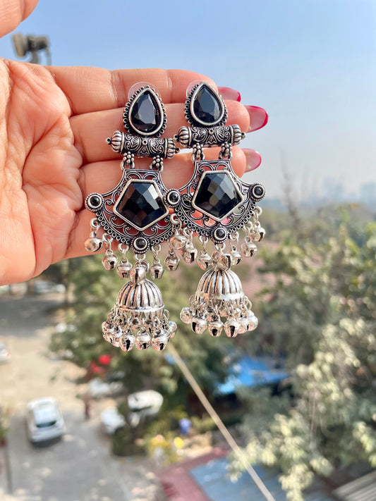 Silver kashmiri jhumkas